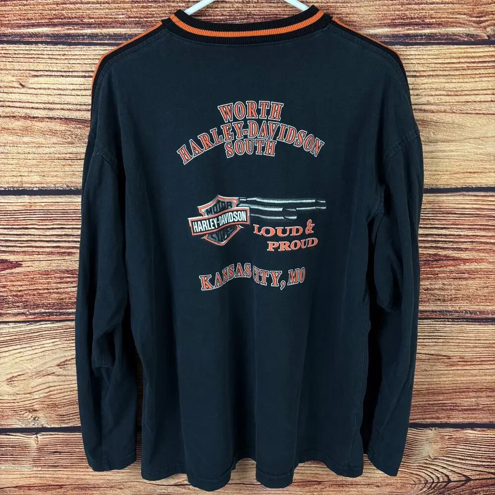 Vintage 2002 Harley Davidson Motorcycles Kansas City Long Sleeve Shirt